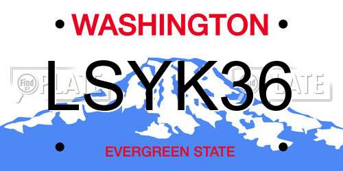 LSYK36 Washington License Plate