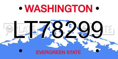 LT78299 Washington License Plate