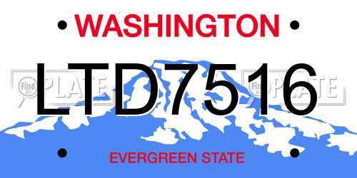 LTD7516 Washington License Plate
