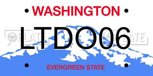 LTDO06 Washington License Plate