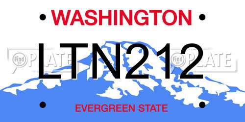 LTN212 Washington License Plate