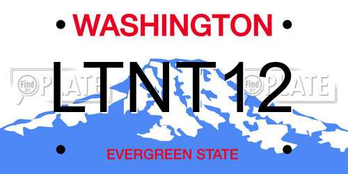 LTNT12 Washington License Plate