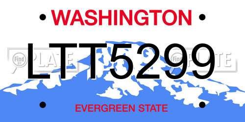 LTT5299 Washington License Plate