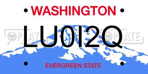 LU0I2Q Washington License Plate