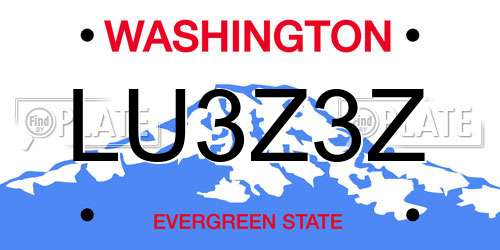 LU3Z3Z Washington License Plate