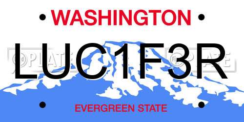 LUC1F3R Washington License Plate