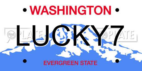 LUCKY7 Washington License Plate