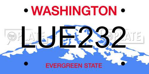 LUE232 Washington License Plate
