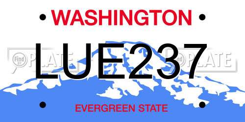 LUE237 Washington License Plate