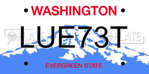 LUE73T Washington License Plate