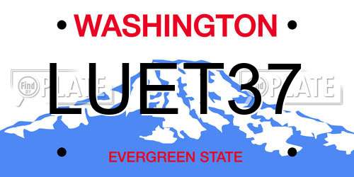 LUET37 Washington License Plate