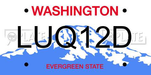 LUQ12D Washington License Plate