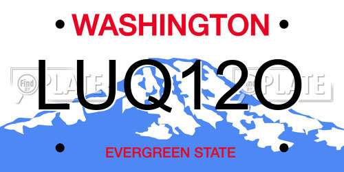 LUQ12O Washington License Plate
