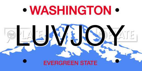 LUVJOY Washington License Plate