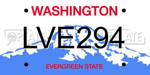 LVE294 Washington License Plate