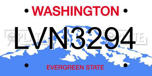 LVN3294 Washington License Plate