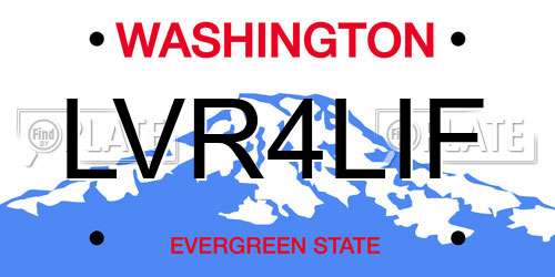 LVR4LIF Washington License Plate