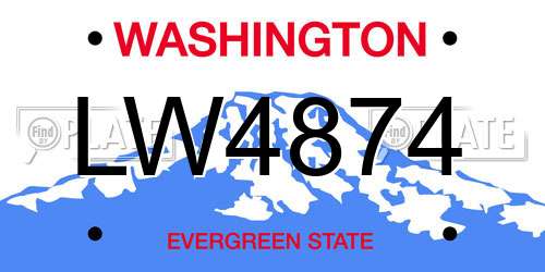 LW4874 Washington License Plate