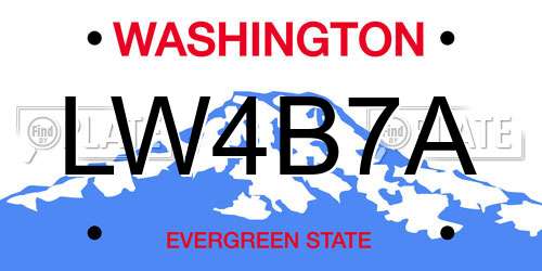 LW4B7A Washington License Plate