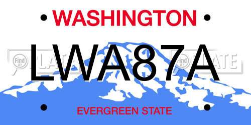 LWA87A Washington License Plate