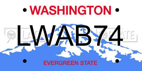 LWAB74 Washington License Plate