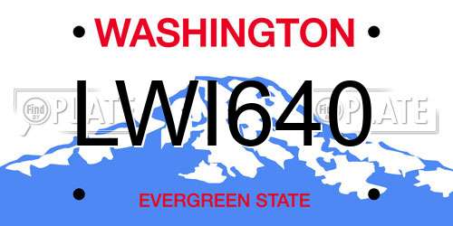 LWI640 Washington License Plate