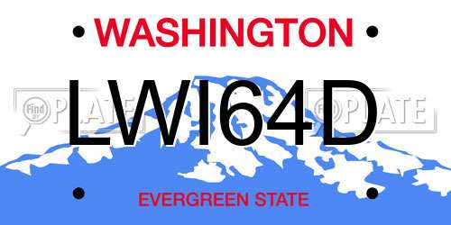 LWI64D Washington License Plate