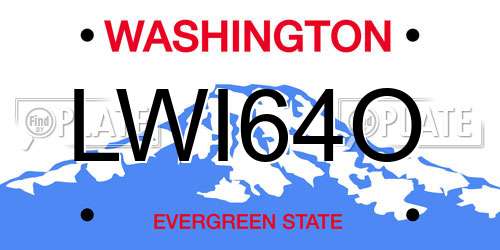 LWI64O Washington License Plate