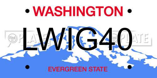 LWIG40 Washington License Plate