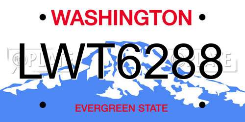 LWT6288 Washington License Plate