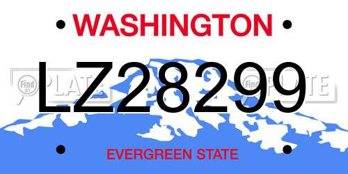 LZ28299 Washington License Plate