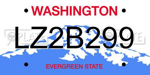 LZ2B299 Washington License Plate