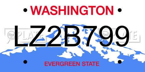 LZ2B799 Washington License Plate