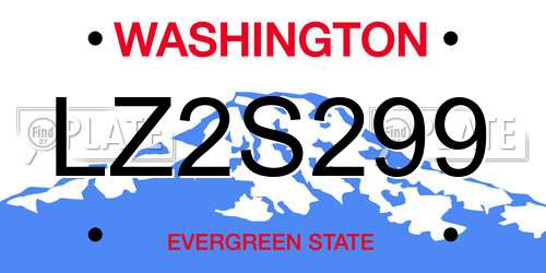 LZ2S299 Washington License Plate