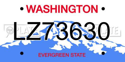 LZ73630 Washington License Plate