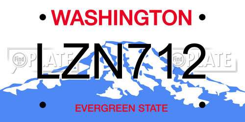 LZN712 Washington License Plate