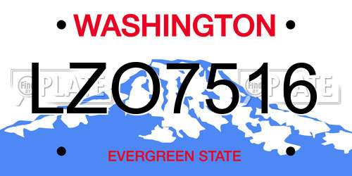 LZO7516 Washington License Plate