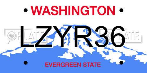 LZYR36 Washington License Plate