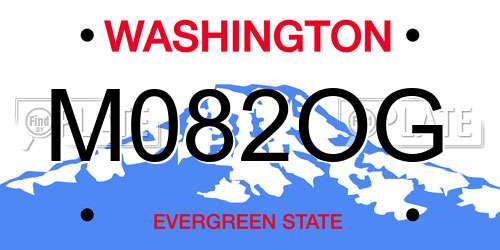 M082OG Washington License Plate