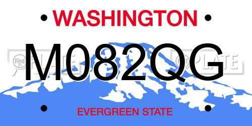 M082QG Washington License Plate