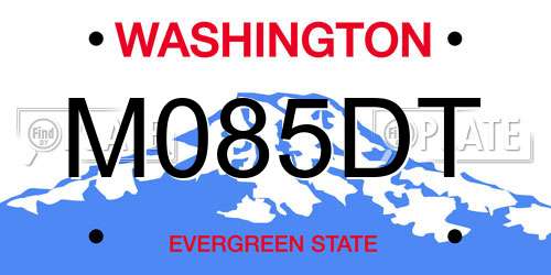 M085DT Washington License Plate