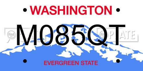 M085QT Washington License Plate