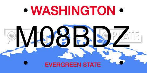 M08BDZ Washington License Plate