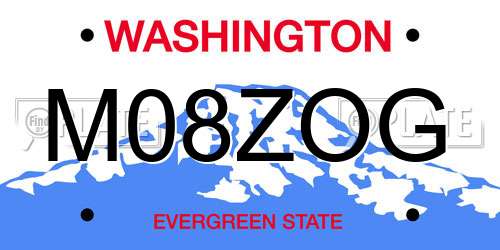 M08ZOG Washington License Plate