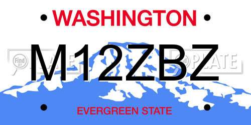 M12ZBZ Washington License Plate