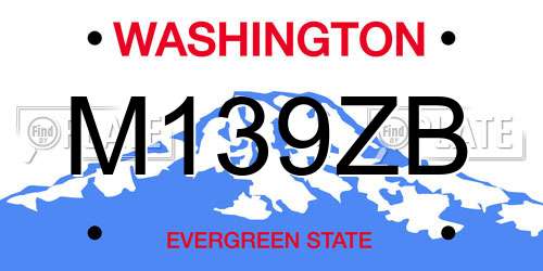 M139ZB Washington License Plate