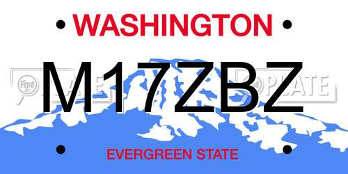 M17ZBZ Washington License Plate