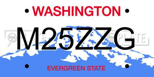 M25ZZG Washington License Plate