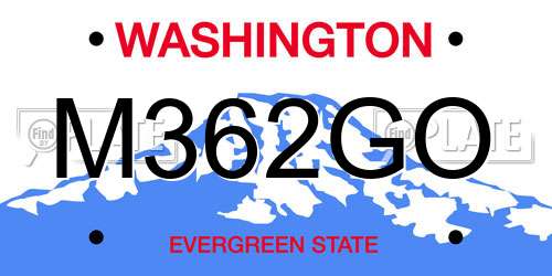 M362GO Washington License Plate