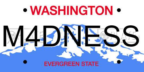 M4DNESS Washington License Plate